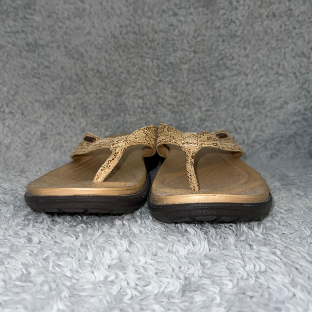 Crocs Sanrah Liquid Metallic Wedge Sandals Womens Size 9 Gold Snake Print 205478 - Picture 6 of 13